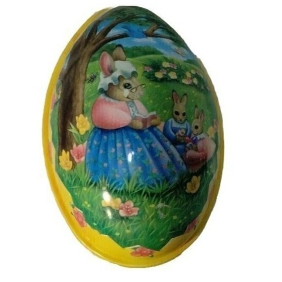Ullman Co. Bunny Family Egg Container Easter Decor Spring Yellow - Picture 1 of 8